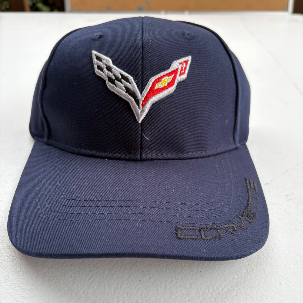 Chevrolet Corvette C7 Stingray Navy Blue Adjustable Baseball Cap Brass Buckle